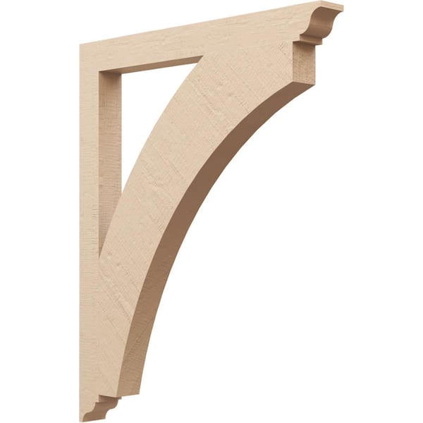 Ekena Millwork 3.5 in. x 44 in. x 36 in. Thorton Traditional Rough Cedar Woodgrain Timberthane Polyurethane Bracket, Primed Tan