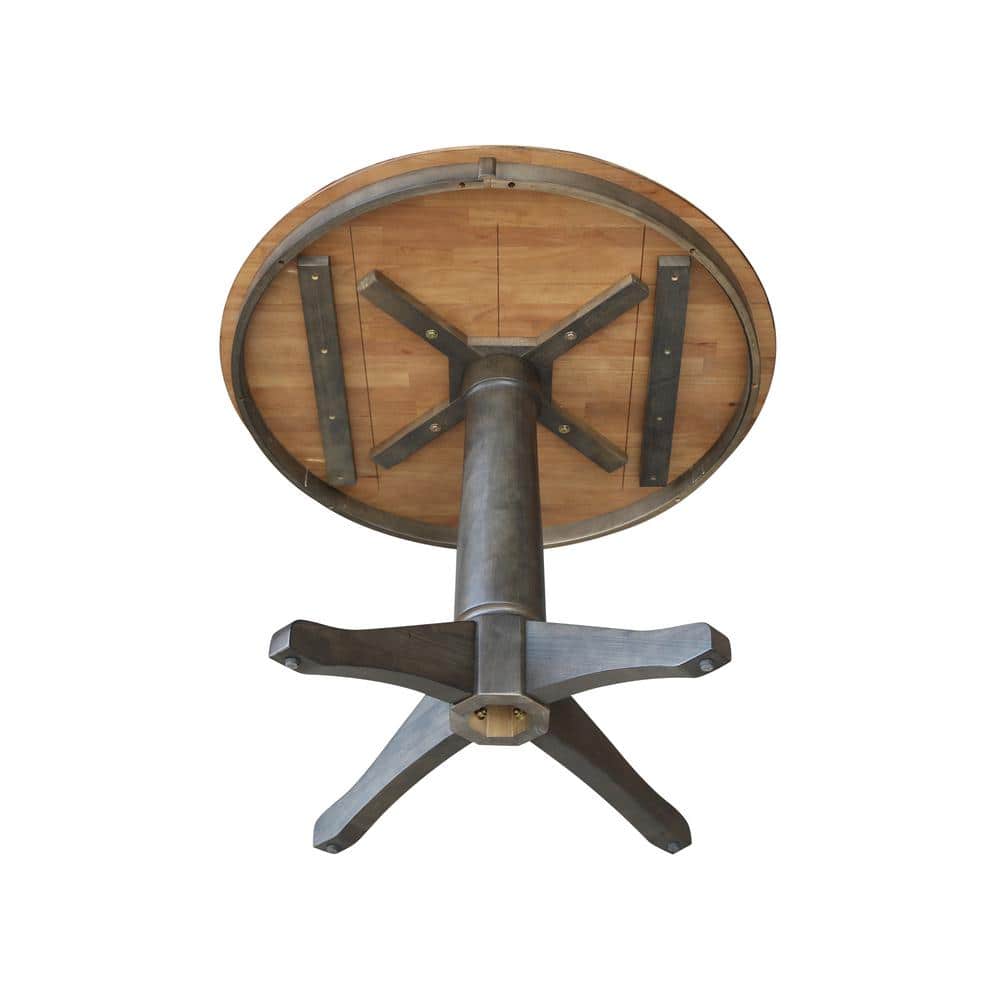 Elegant Hickory Brown Round Solid Parawood Dining Table