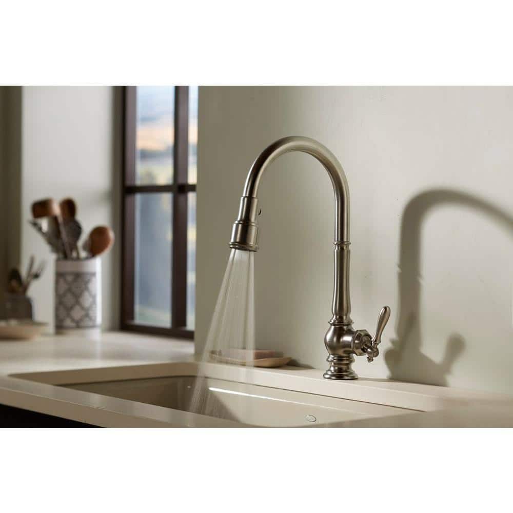 Polished Nickel Pull Down Single Handle Kitchen Faucet