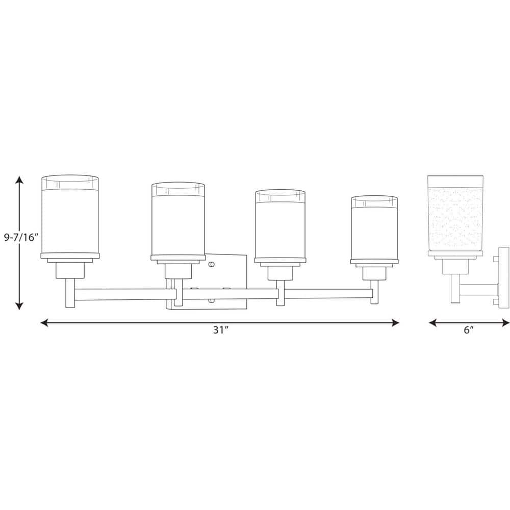 Brushed Nickel Four-Light Cylinder Bath Vanity Fixture