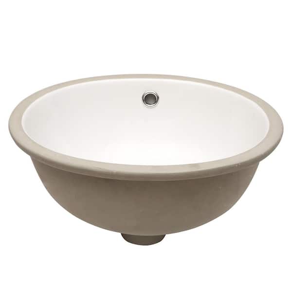 cadeninc 16.5 in. x 13.4 in. White Ceramic Oval Undermount Bathroom Sink with Overflow