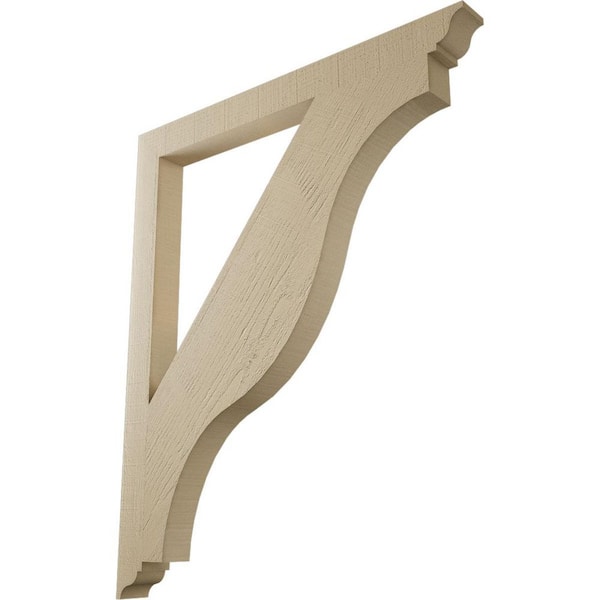 Ekena Millwork 3.5 in. x 48 in. x 40 in. Funston Traditional Rough Cedar Woodgrain Timberthane Polyurethane Bracket, Primed Tan