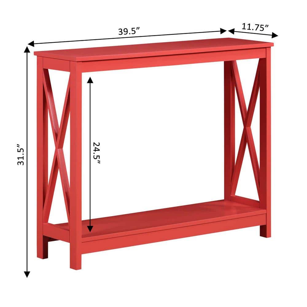 Coral Wood Console Table with Storage Shelves