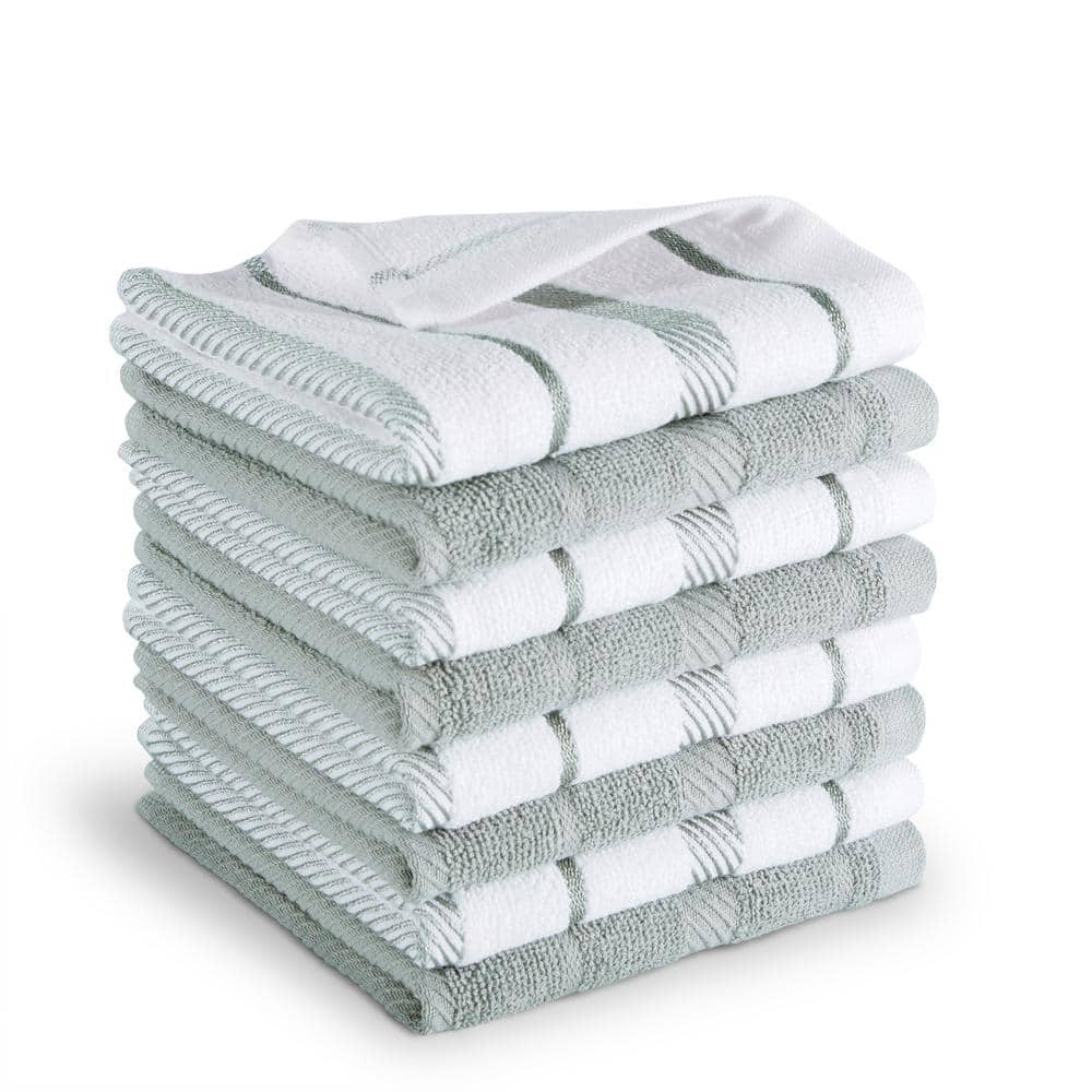 Albany 12"x12" Matte Grey and White Cotton Dishcloth Set