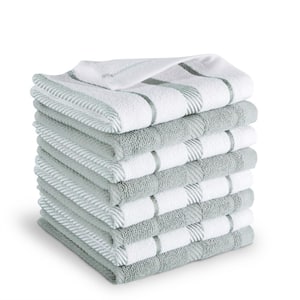 Albany Matte Grey Striped Cotton Dishcloth Set (8-Pack)