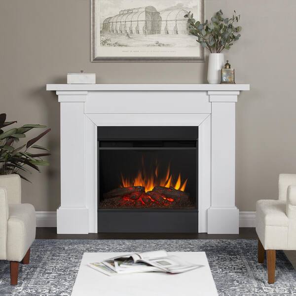 Real Flame Manus Grand 64 in. Freestanding Wooden Electric Fireplace in ...