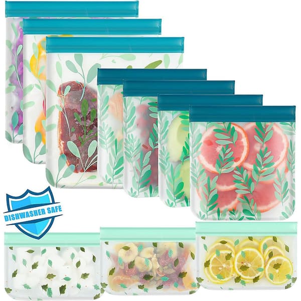 10 Pack Silicone Leakproof Reusable Freezer Bags Dishwasher Safe BPA-Free for Food Storage Home Organization and Travel
