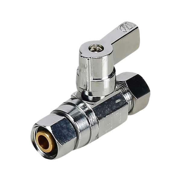 The Plumber's Choice 3/8 in. FIP x 3/8 in. MIP Water Supply Stop Quarter Turn EZ Fix-A-Valve, Quarter Turn Handle; Chrome Brass 2 Pack