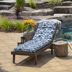 21 in. x 72 in. Outdoor Chaise Lounge Cushion in Blue Garden Floral