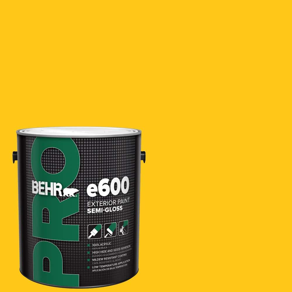 BEHR PRO 1 gal. #P300-7 Unmellow Yellow Semi-Gloss Acrylic Exterior Paint  PR67301 - The Home Depot