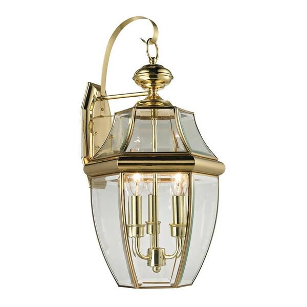 Titan Lighting Ashford 3-Light Outdoor Brass and Gold Sconce