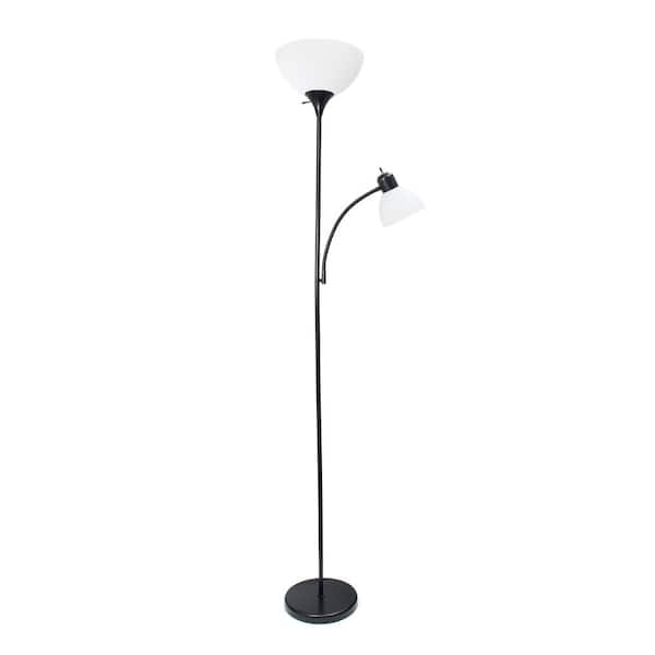 Simple Designs 71.5 in. Black Floor Lamp with Reading Light