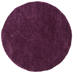 August Shag Purple 7 ft. x 7 ft. Round Solid Area Rug