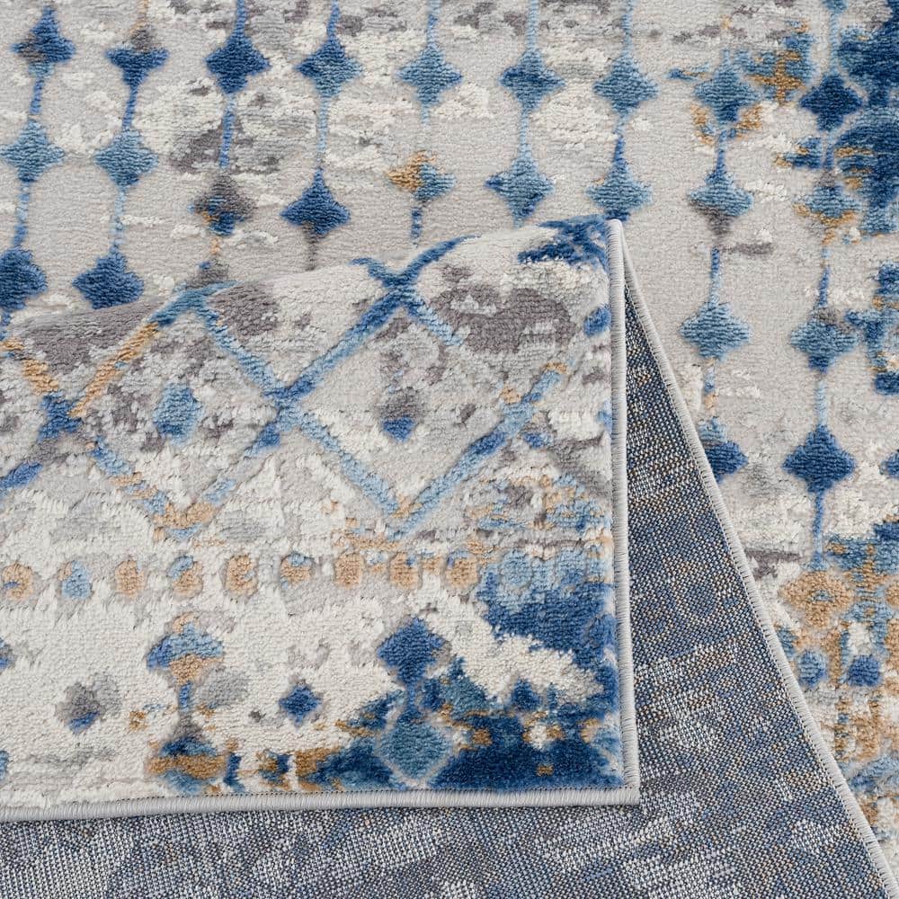 Hannah Moroccan Blue and Cream 5' x 7' Area Rug