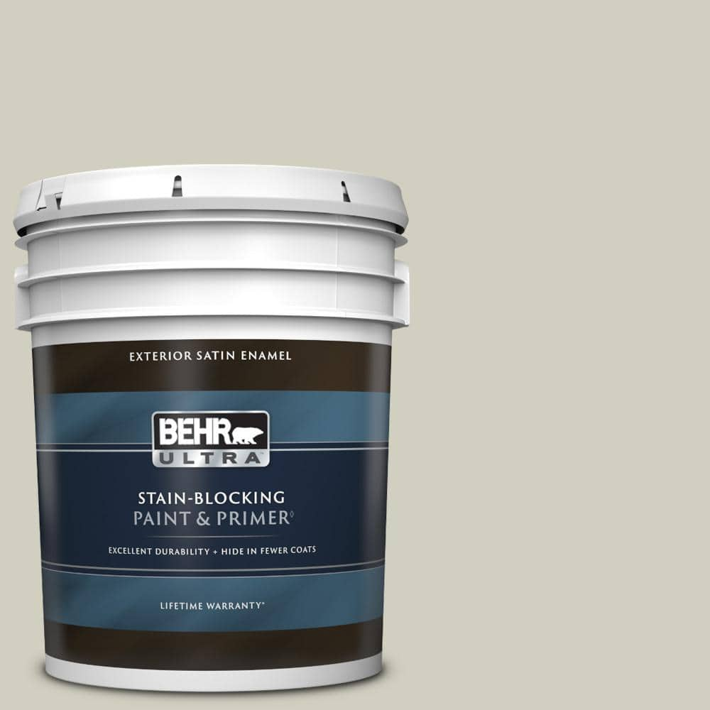 BEHR ULTRA 5 gal. #N350-2 Sawgrass Satin Enamel Exterior Paint & Primer ...