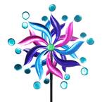 7.0 ft. Kinetic Windmill Spinner Multi-Color Metal Garden Stake