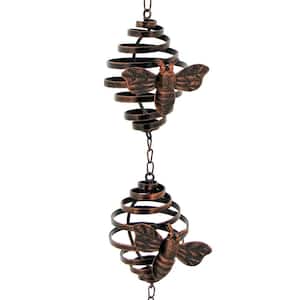 76 Inch Long Antique Bronze Hanging Honeybee Rain Chain