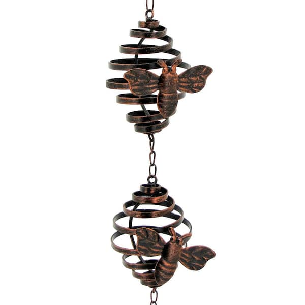 Zaer LTD 79 Long Antique Bronze Hanging Honeybee Rain Chain