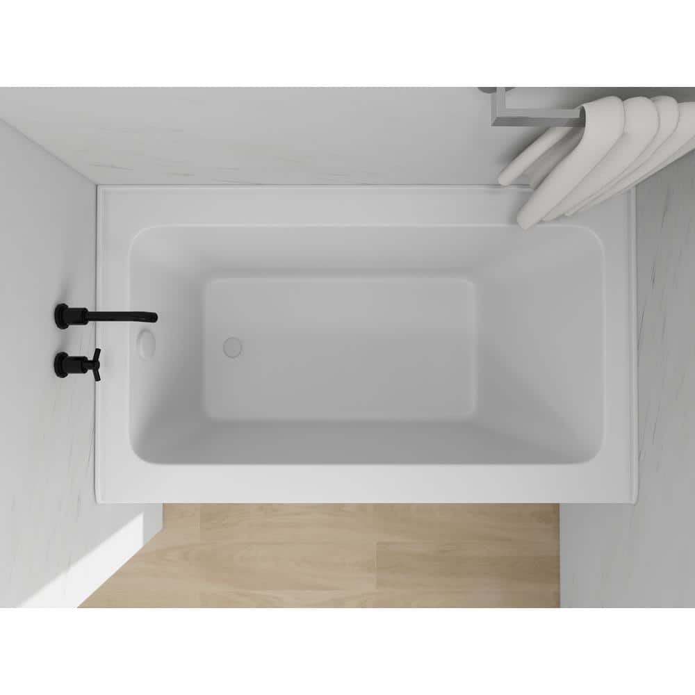 Pure White Acrylic Alcove Soaking Bathtub with Skirt