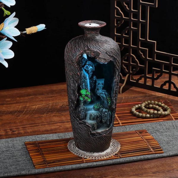 Afoxsos Vase-Shaped Backflow Incense Burner with 20-Cones, Tweezer