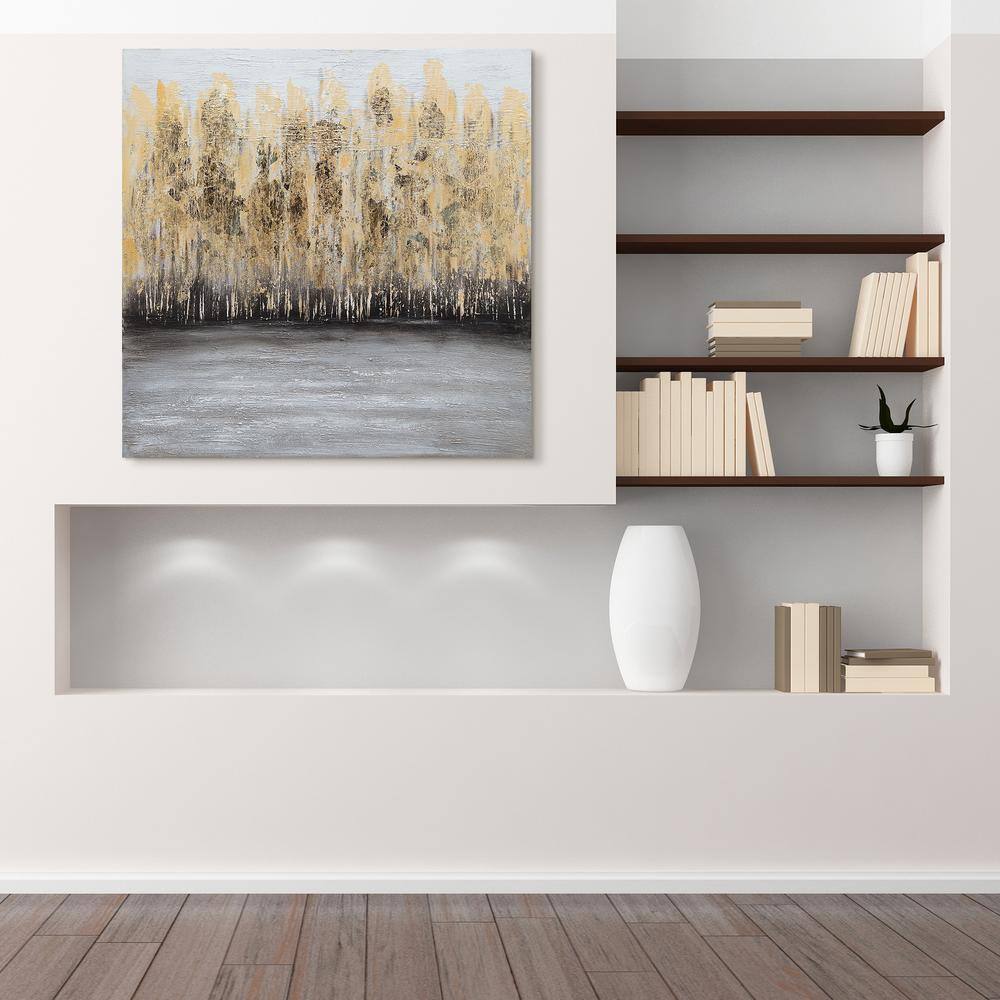 Golden Trees Abstract Oil Painting on Canvas, 36" x 36"