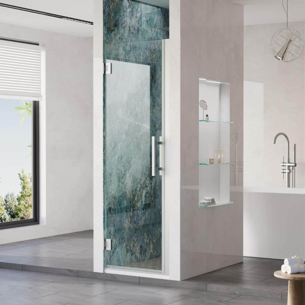 23-24 in. W x 72 in. H Pivot Hinged Frameless Shower Door in Chrome with 3/8 in. SGCC Clear Tempered Glass price history on PriceWatchPro