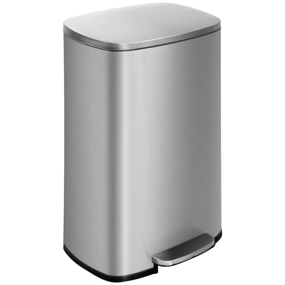 Silver Stainless Steel 13 Gallon Pedal Trash Can