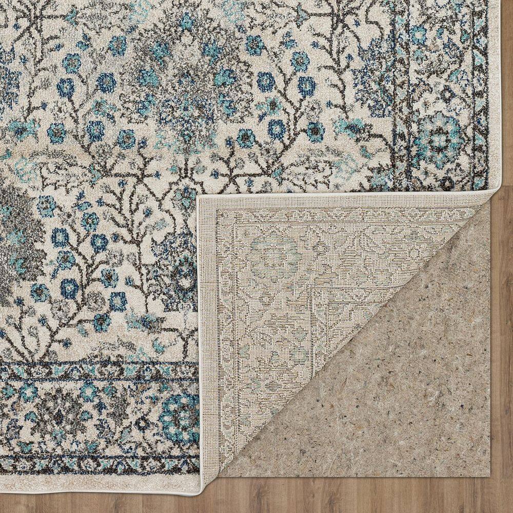 Bonilla Sky Blue Floral Synthetic Area Rug, 5'3" x 8'