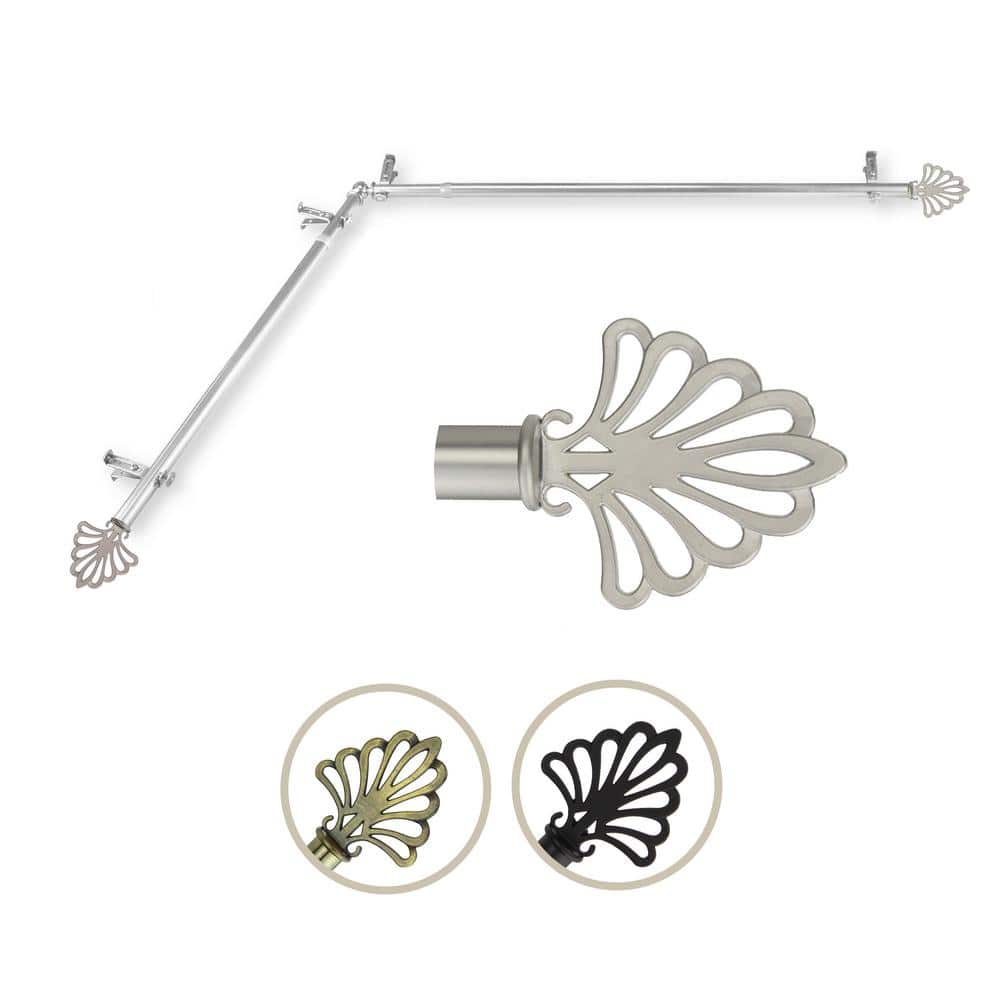 "13/16"" Dia Adjustable 120"" to 170"" Single Corner Window Curtain Rod in Satin Nickel with Fan Finials" price history on PriceWatchPro