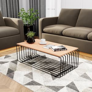 Walden 39.4 in. Black Rectangle Wood Coffee Table