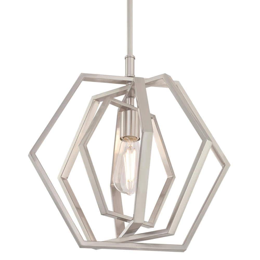 Brushed Nickel Geometric Hexagon 1-Light Pendant