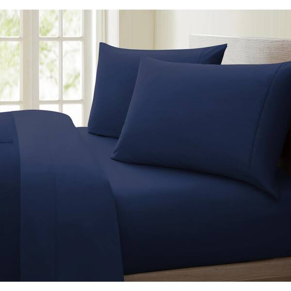 King Size Blue Solid 4 Piece Sheet Set 1000 Thread Count 100% Egyptian Cotton 