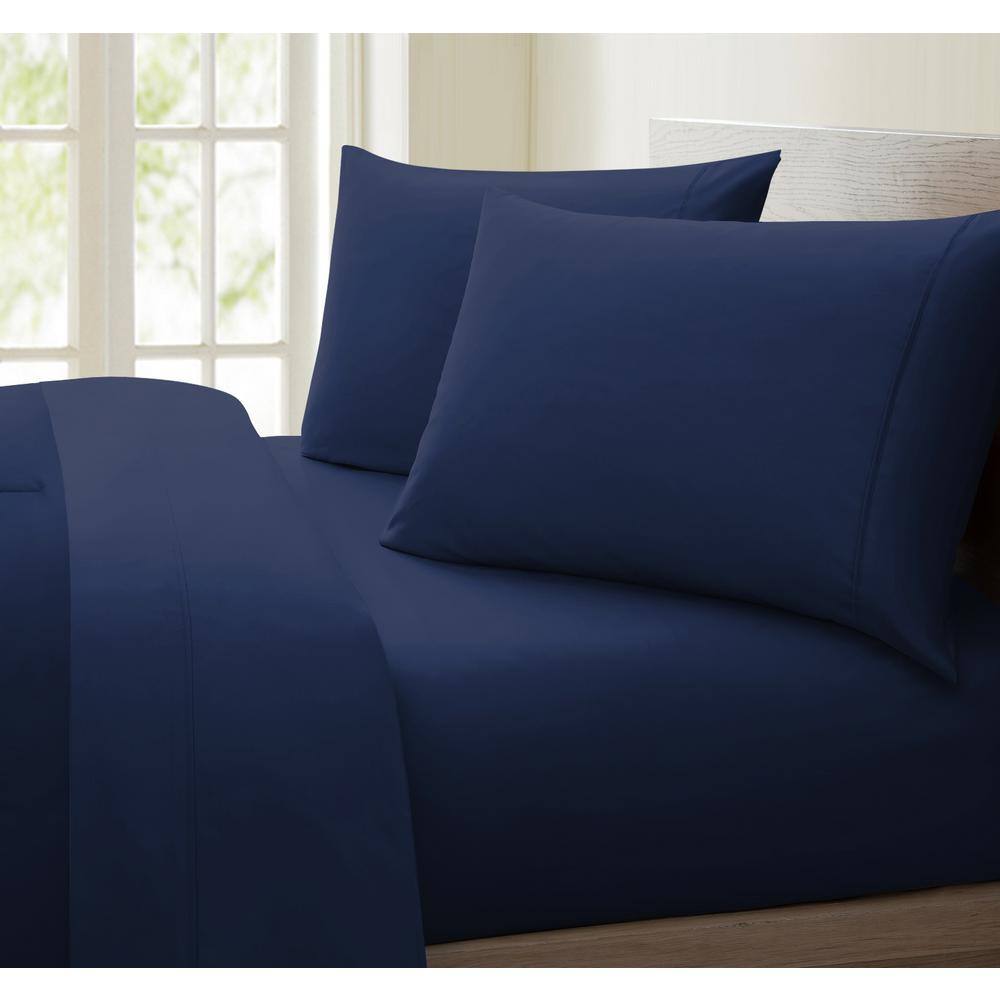 Luxurious Collection Navy 1000-Thread Count 100% Cotton Twin Sheet Set