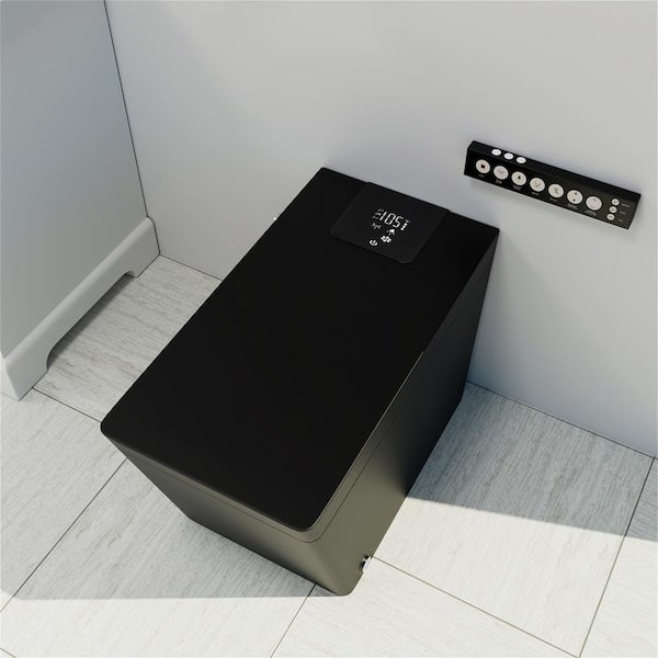 INSTER WISE 1-Piece 0.8/1.2 GPF Dual Flush Square Smart Toilet in Matte Black with Instant Heated Seat and Soft Close