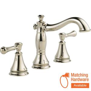 Cassidy 8 in. Widespread 2-Handle Bathroom Faucet with Metal Drain Assembly in Polished Nickel