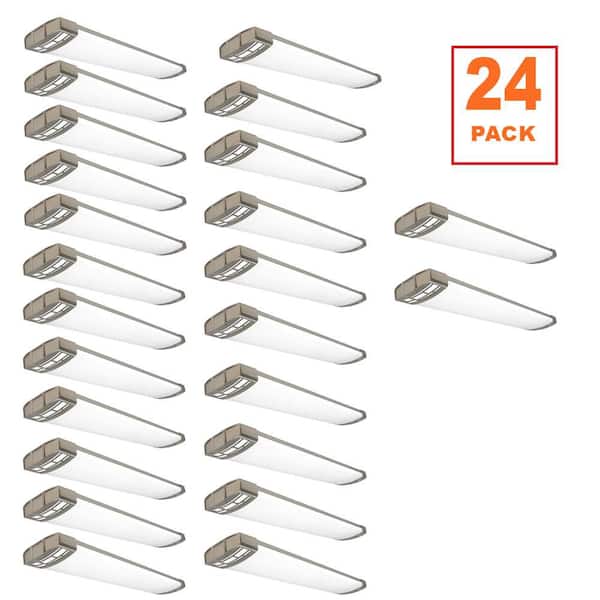 24-Pack 4 ft. Brushed Nickel Mission End Caps 5250LM 75W Integrated LED Wraparound Light Adjustable CCT