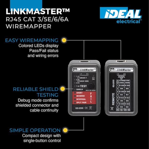 LinkMaster RJ45 CAT 3/5e/6/6a Wiremapper and Tester