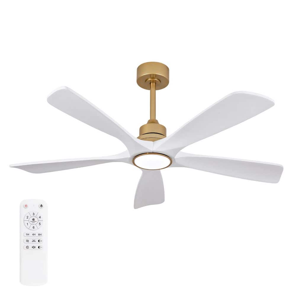 Shinevoy 52 in. Indoor Gold Downrod Mount Ceiling Fan with Light