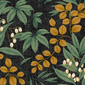 Superfresco Easy Persephone Charcoal Black and Ochre Wallpaper Sample