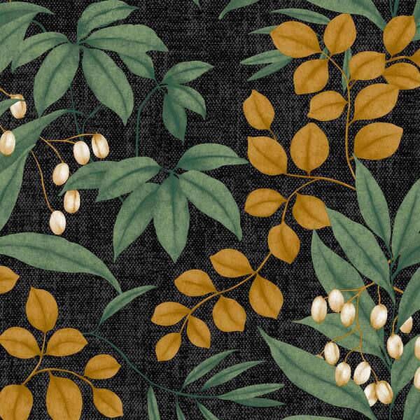 Graham & Brown Superfresco Easy Persephone Charcoal Black and Ochre Wallpaper Sample