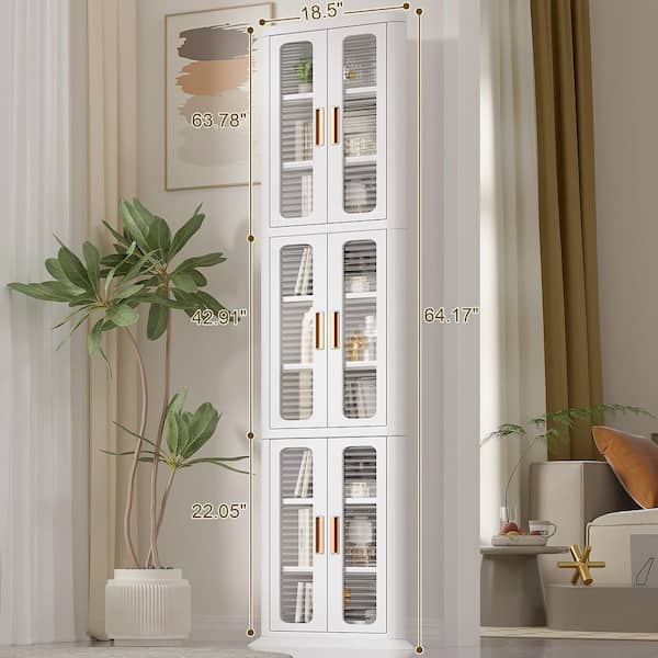 2-Door Stackable Storage Bins with Lid, Magnetic Doors and Wheels, Foldable Closet Organizers 25.2 in. Accent Cabinet