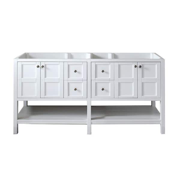 Virtu USA Winterfell 72 in. W x 22 in. D x 35.24 in. H Vanity Cabinet Only in White
