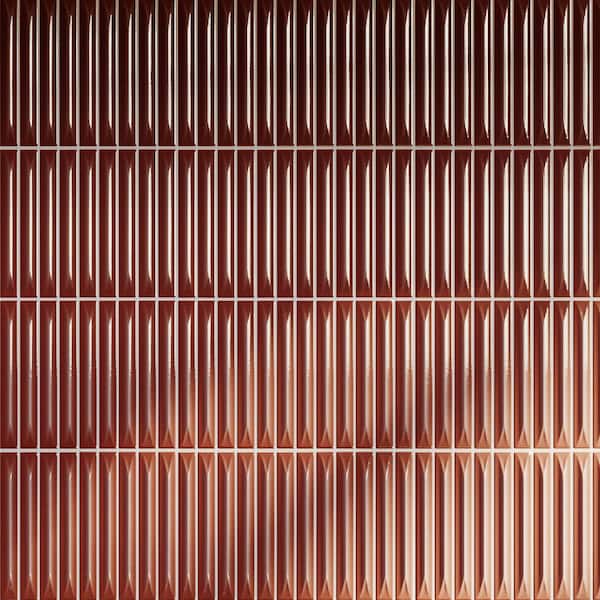 Stria Caramel 7.87 in. x 7.87 in. Glossy Ceramic Stacked Tile Sample