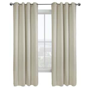 Vigo Off-white Polyester Textured 52 in. W x 63 in. L Grommet Indoor Blackout Curtain (Single Panel)