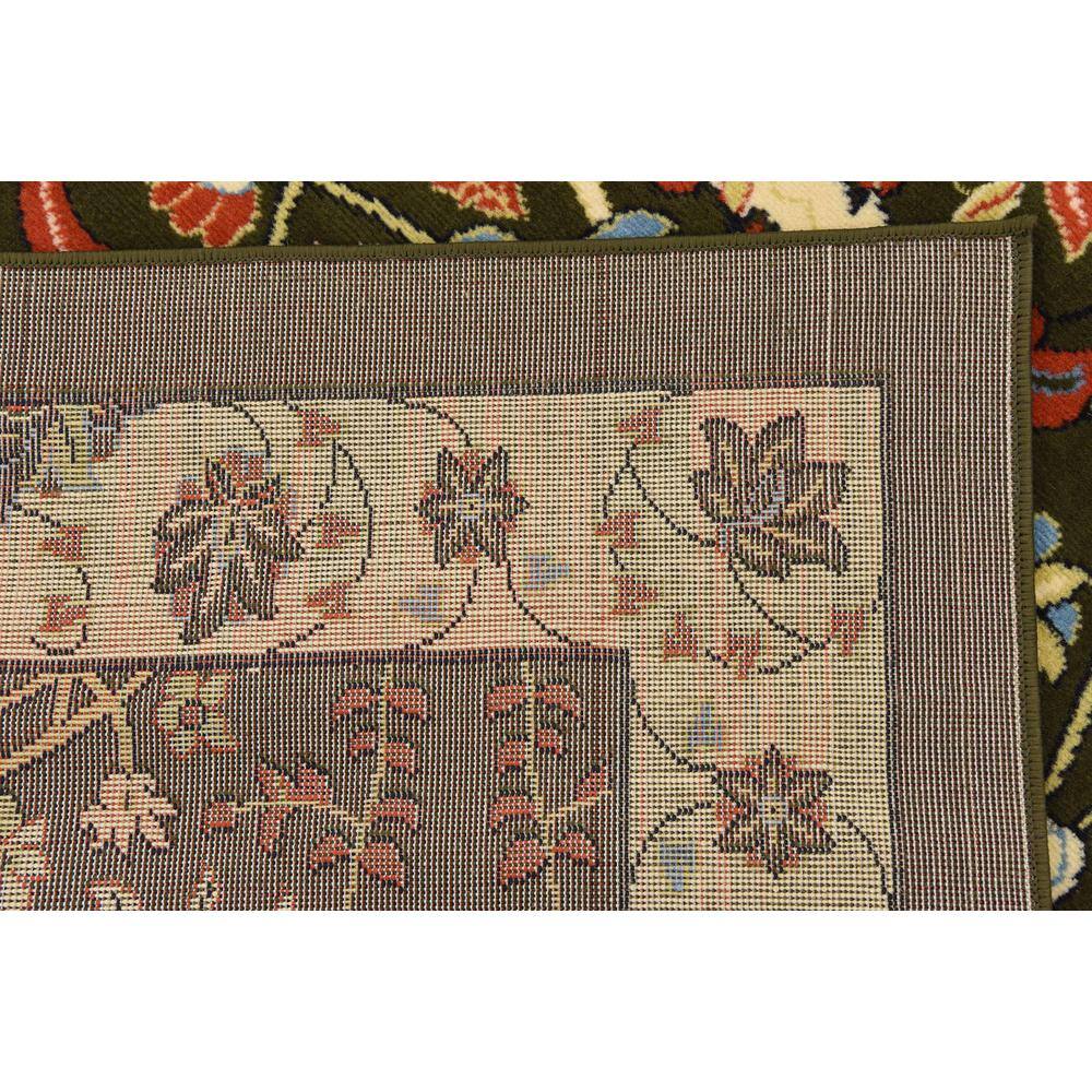 Green and Black Floral Synthetic Rectangular Area Rug