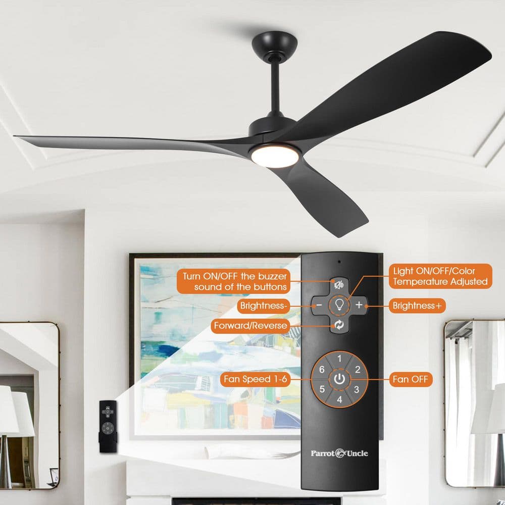 60" Black Industrial Ceiling Fan with LED Light and Remote