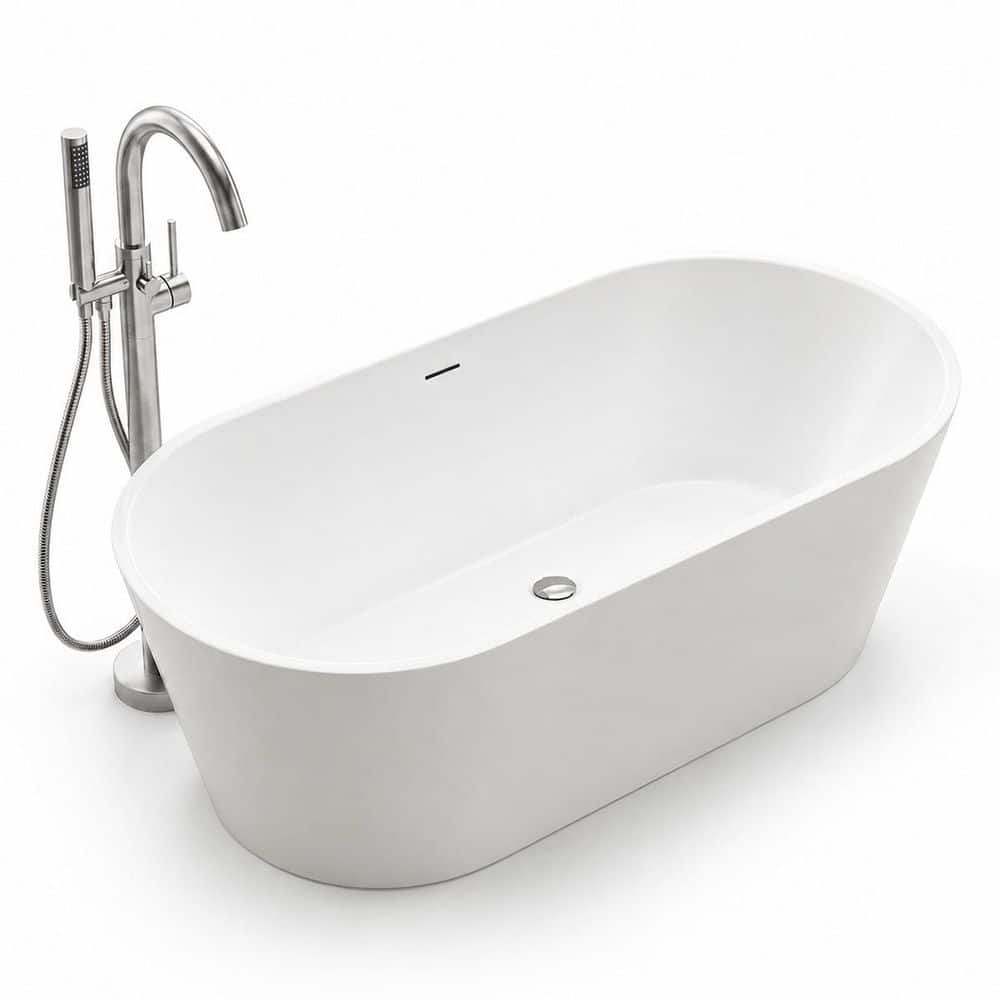 ANZZI Chand 67 in. x 32 in. Flat Bottom Freestanding Soaking