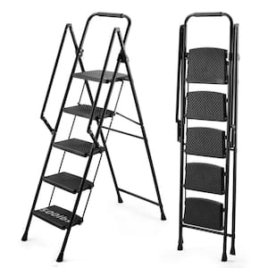 3 Step Ladder, SPIEEK Folding Step Stool with Wide Anti-Slip Pedal, 330lbs Capacity Portable Lightweight Ladders for Home Kitchen Outdoor, Black