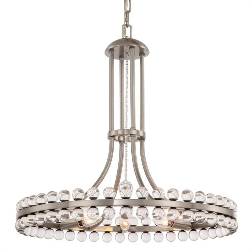 Elegant Brushed Nickel & Crystal 8-Light Chandelier