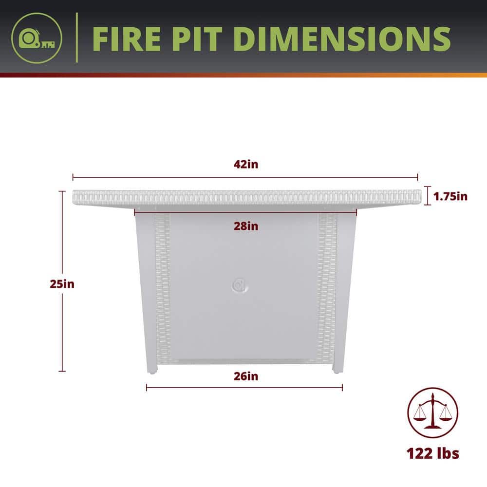 Ethan 42-inch Gray Aluminum and Rattan Gas Fire Pit Table